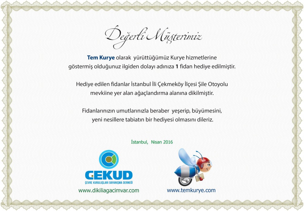 Tem Kurye Fidan Kampanyası